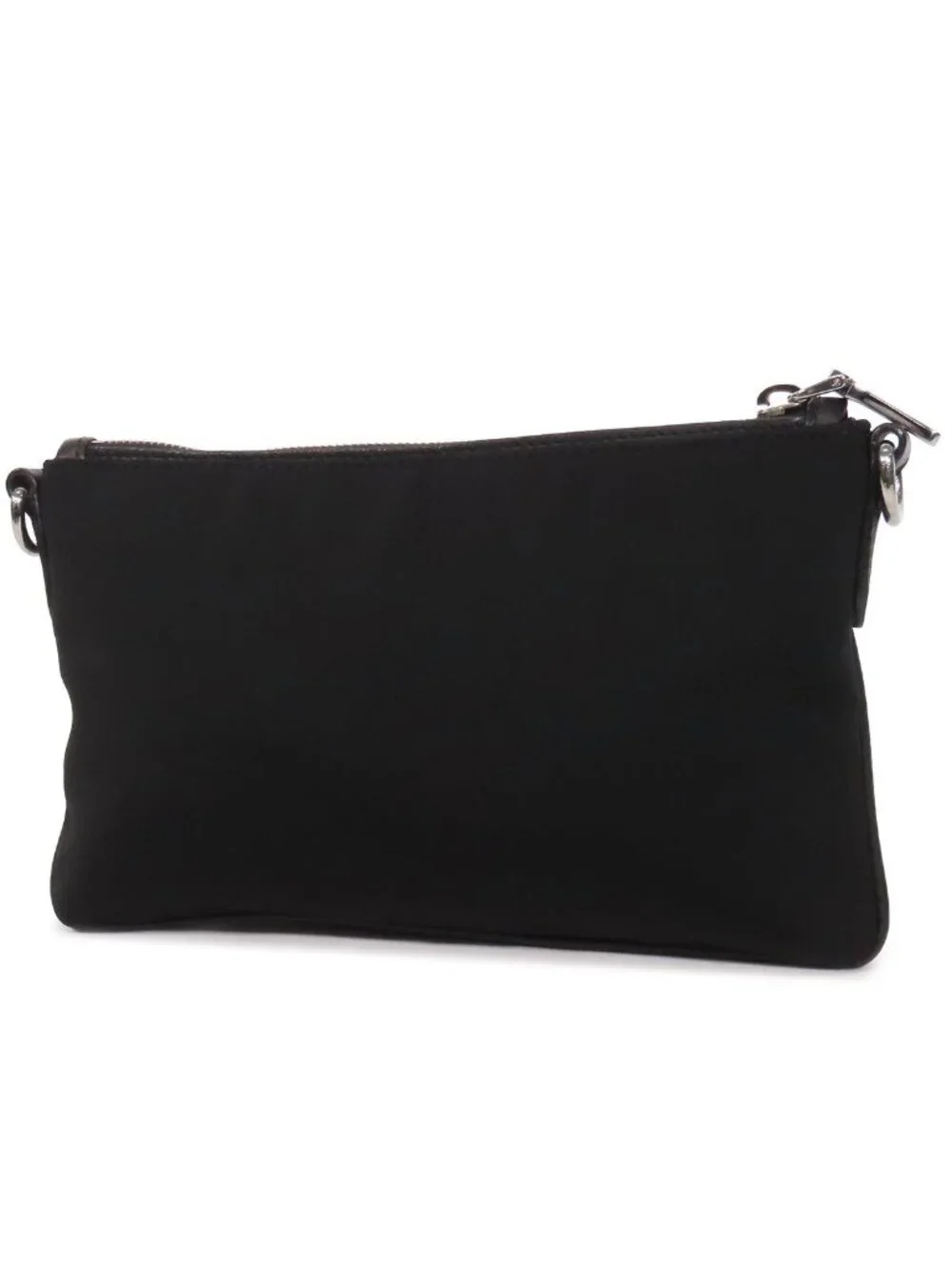 Prada Pochette Black Nylon Leather Triangle Logo 2-Way Shoulder Bag